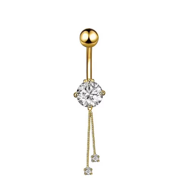 Diamond drip belly ring